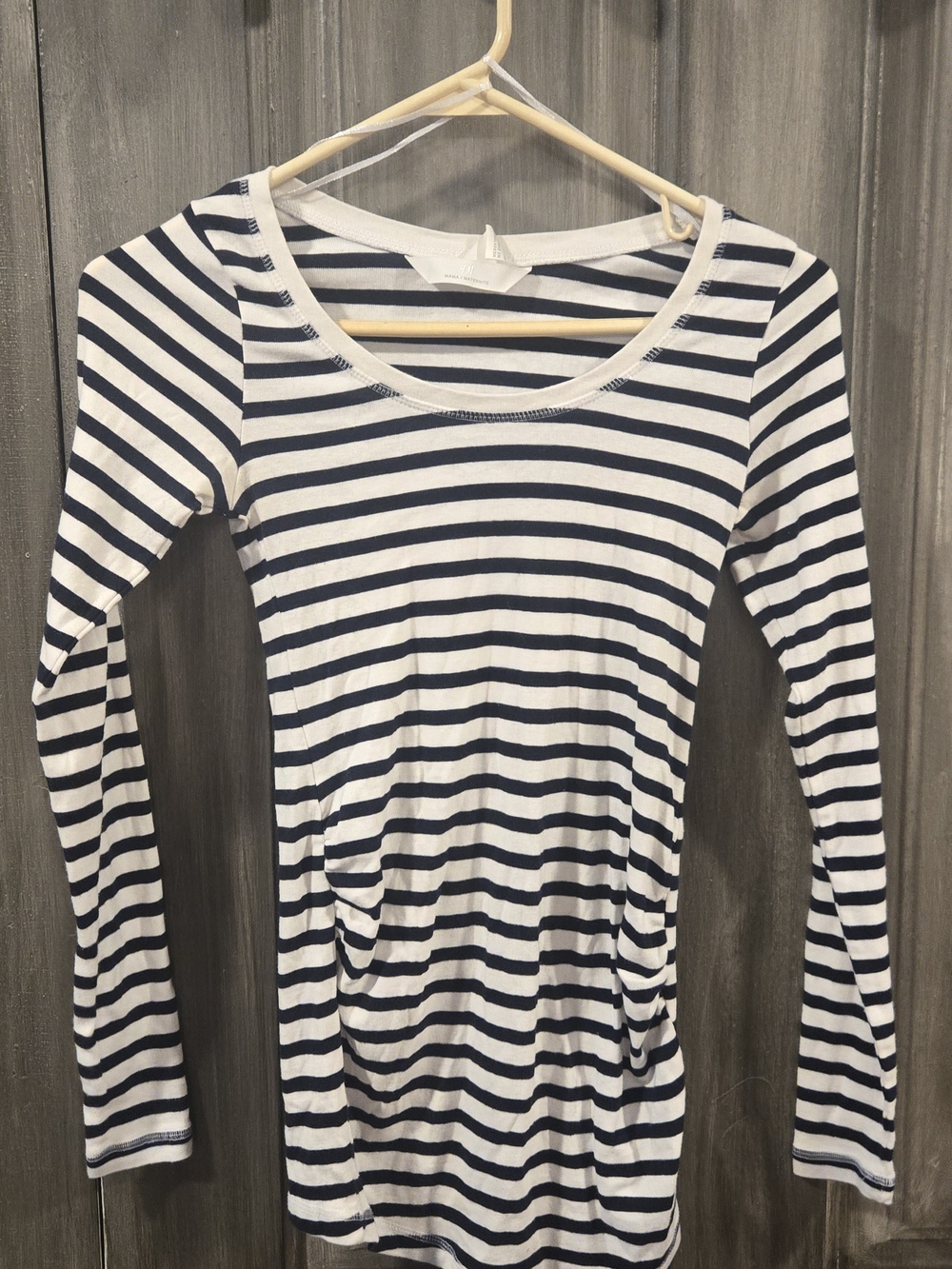H&M Navy and White Striped Long-Sleeve Scoop Neck Top